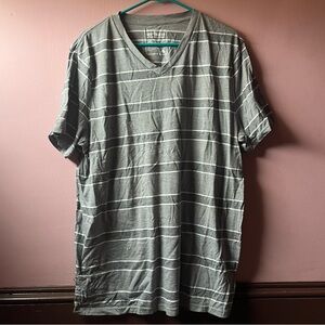 🆕Size XXL- Basic Grey/White Stripe V-neck Tee